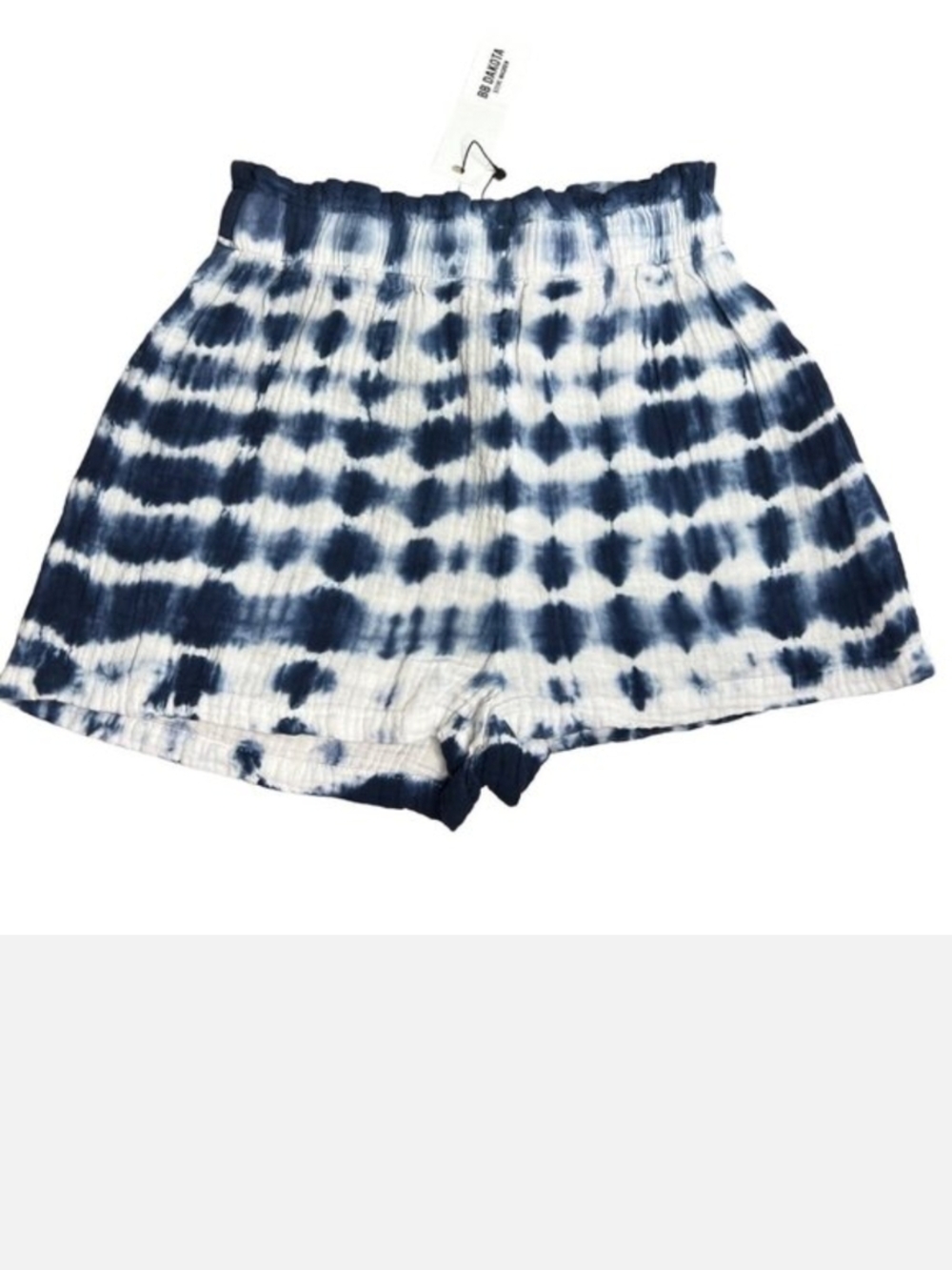 BB Dakota Blue White Tie Dye Shorts Small Elastic Waist Boho Summer NWT